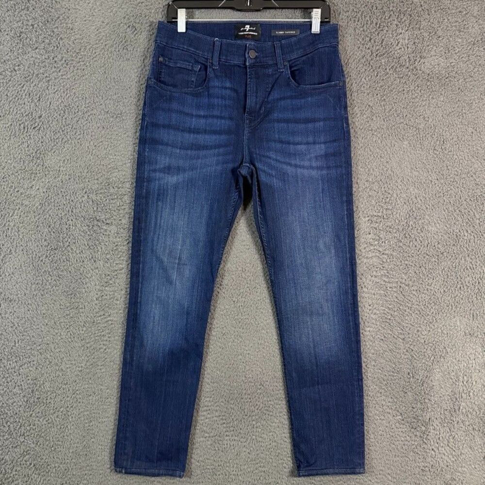 7 For All Mankind Jeans Mens 31x28 Blue Slimmy Tapered Luxe Performance Plus